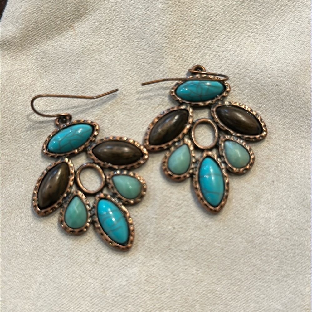 Turquoise and brown stone earrings